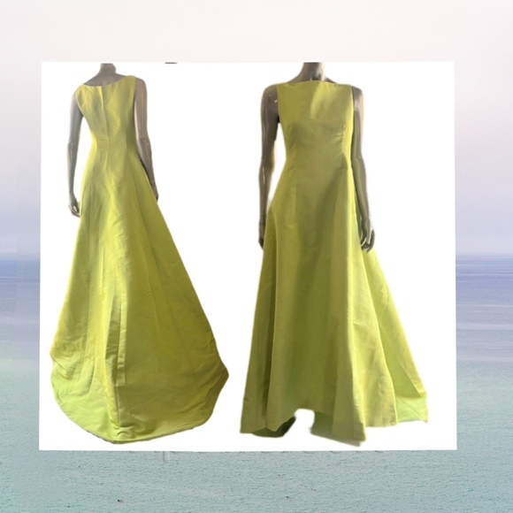 ♧$6,000 OSCAR DE LA RENTA GREEN SILK ELEGANT RUNWAY GOWN US S - Picture 7 of 15